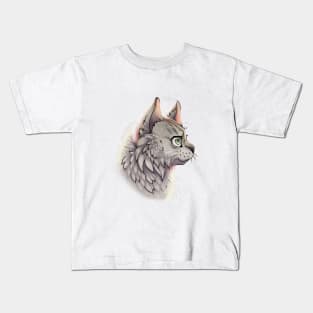 Silver Ticked British Longhair Side Portrait Kids T-Shirt